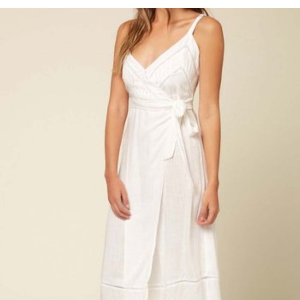 O'Neill White Shanti Sleeveless Wrap Midi Dress